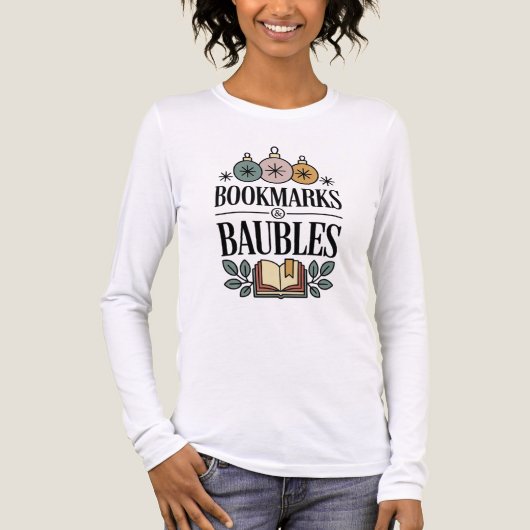 Festive Bookmarks & Baubles Christmas Tri-Blend Shirt (Vorderseite)