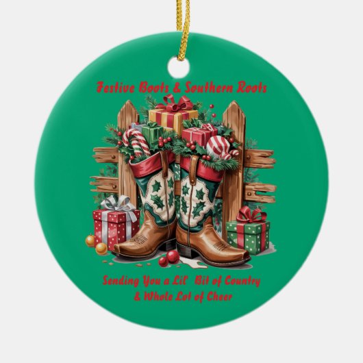 Festive Boots Keramik Ornament (Vorne)