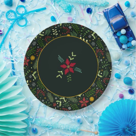 Festive Botanical Christmas Plate  Pappteller (Party)