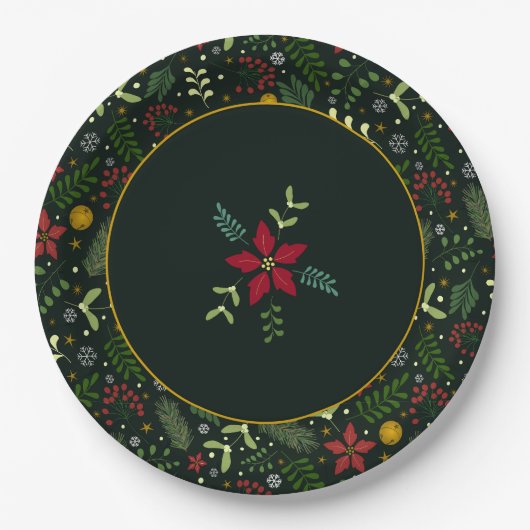 Festive Botanical Christmas Plate  Pappteller (Vorderseite)