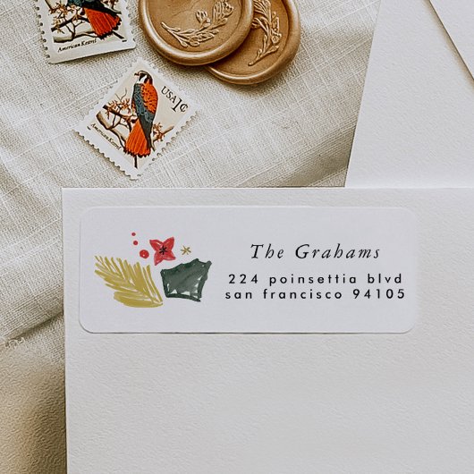 Festive Botanical Holiday Return Address Label