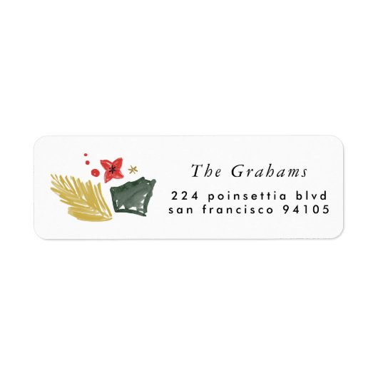 Festive Botanical Holiday Return Address Label (Vorne)