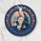 Festive Botanical Wreath Photo Christmas Geschenkanhänger (Vorderseite)