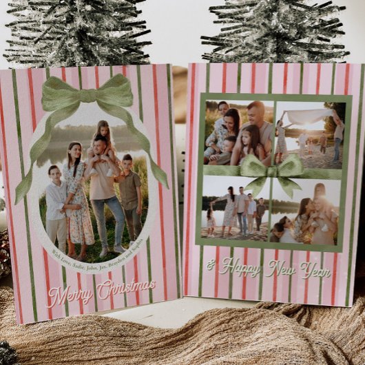 Festive Bow Photo Christmas Cards Feiertagskarte