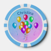 Festive Bright Balloons Multiple Colors Streamer Pokerchips (Vorderseite)