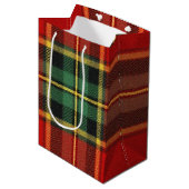 Festive Bright Tartan Mittlere Geschenktüte (Vorderseite Schrägansicht)