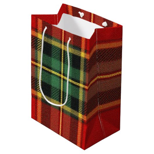 Festive Bright Tartan Mittlere Geschenktüte (Vorderseite Schrägansicht)