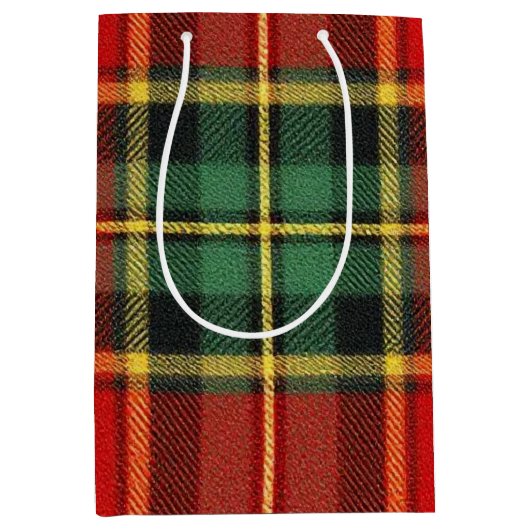 Festive Bright Tartan Mittlere Geschenktüte (Vorderseite)