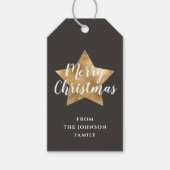 Festive Brown Gold Star Frohe Weihnachten Geschenkanhänger (Vorderseite)