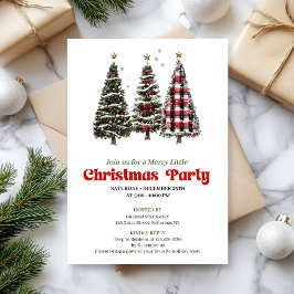 Festive buffalo Christmas tree editable invitation Einladung