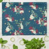 Festive Bunnies Play As Snow Falls Geschirrtuch (Gefaltet)