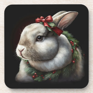 Festive Bunny Winter Holidays/Christmas Coasters Getränkeuntersetzer