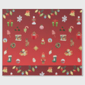 Festive Burgundy Christmas Wrapping Paper Geschenkpapier (Flach)