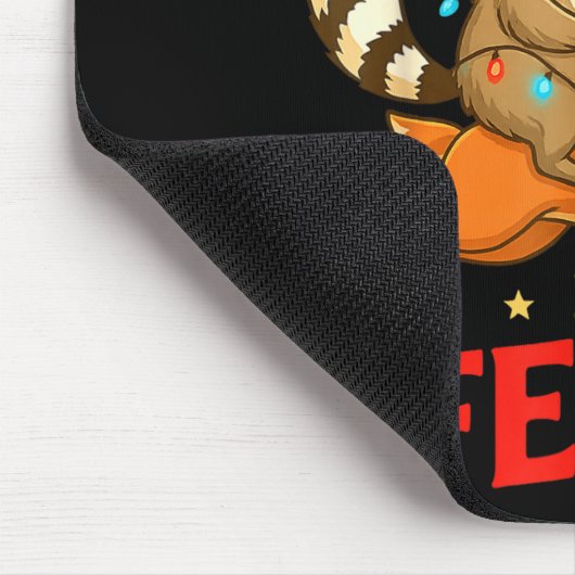 Festive But Feral Funny Christmas Raccoon Riding R Mousepad (Ecke)