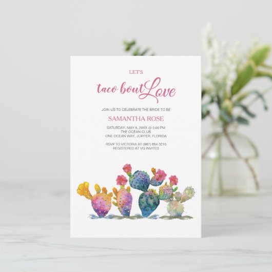 Festive Cactus Brautparty Fiesta Einladung (Stehend Vorderseite)