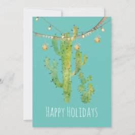 Festive Cactus Watercolor Ferienkarte Feiertagskarte