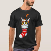 Festive Calico Kitty Peeking from Stocking T-Shirt (Vorderseite)