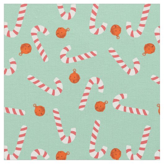 Festive Candy Cane Cotton Fabric Stoff (Nahaufnahme)