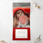 Festive Candy Cane Merry Christmas One Photo Dreifach Gefaltete Urlaubskarte (Innenseite)