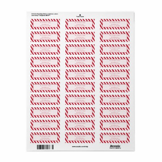 Festive Candy Cane Stripe Christmas Return Address (Vorne)