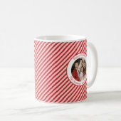 Festive Candy Cane Striped Christmas Red Photo Kaffeetasse (VorderseiteRechts)