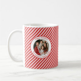 Festive Candy Cane Striped Christmas Red Photo Kaffeetasse