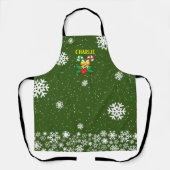 FESTIVE Candy Canes Holly mit Schneeflocken auf GR Schürze (Vorderseite)