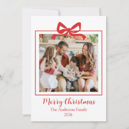 Festive Casual Merry Christmas Photo Red Card Feiertagskarte