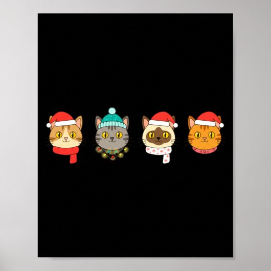 Festive Cat Lineup, Holiday Cat Art Cat Lovers, Ca Poster (Vorne)