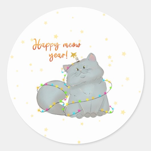 Festive Cat Sticker New Year & Christmas (Vorderseite)