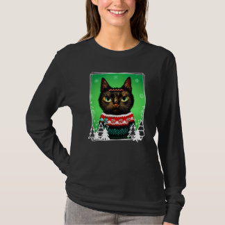 Festive Cat Wearing a Christmas Ugly Sweater  Kitt T-Shirt