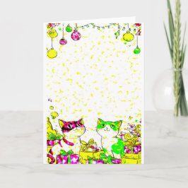 Festive Cats with Gifts Karte