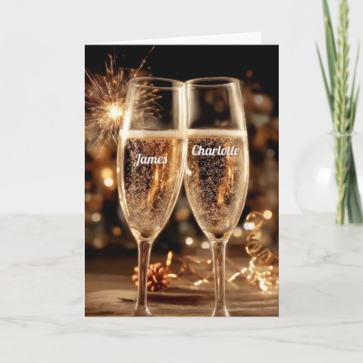 Festive Champagne Celebration Moment Karte (Vorderseite)