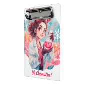 Festive Chemist Girl Watercolor Science Art Mini Klemmbrett (Gewinkelt2)