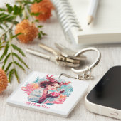 Festive Chemist Girl Watercolor Science Art Schlüsselanhänger (Vorderseite rechts)