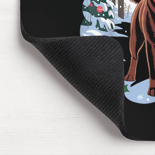 Festive Chocolate Lab In Snowy Forest Winter Xmas  Mousepad (Ecke)