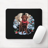 Festive Chocolate Lab In Snowy Forest Winter Xmas  Mousepad (Mit Mouse)