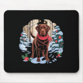 Festive Chocolate Lab In Snowy Forest Winter Xmas  Mousepad (Vorne)