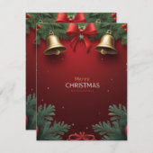 Festive Christmas Bells and Ornaments design Dankeskarte (Vorne/Hinten)