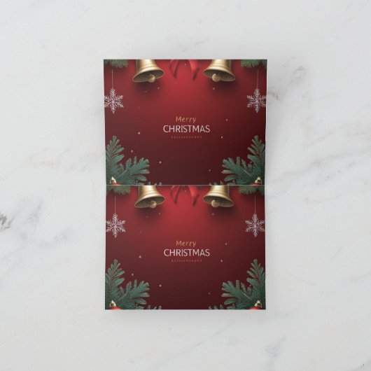 Festive Christmas Bells and Ornaments design Dankeskarte (Innenseite)