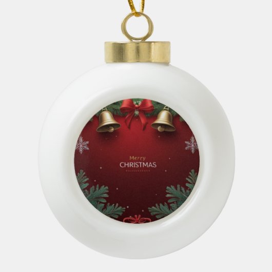 Festive Christmas Bells and Ornaments design  Keramik Kugel-Ornament (Vorderseite)