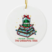 Festive Christmas Book Lover Keramik Ornament (Vorne)