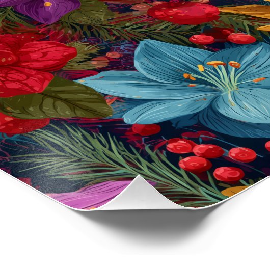 Festive Christmas Botanical Pattern Poster (Ecke)