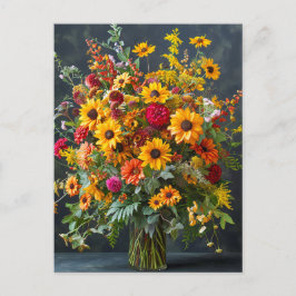 Festive Christmas Bouquet with Pine and Poinsettia Postkarte