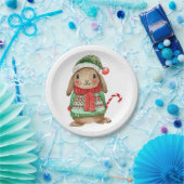 Festive christmas bunny with candy cane pappteller (Party)