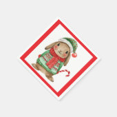 Festive christmas bunny with candy cane serviette (Ecke)