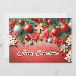 Festive Christmas Cookies and Snowflakes Scene Feiertagskarte