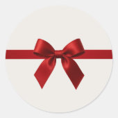 FESTIVE CHRISTMAS cute elegant red ribbon bow Runder Aufkleber (Vorderseite)