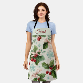 Festive Christmas Design Personalized Name Apron Schürze