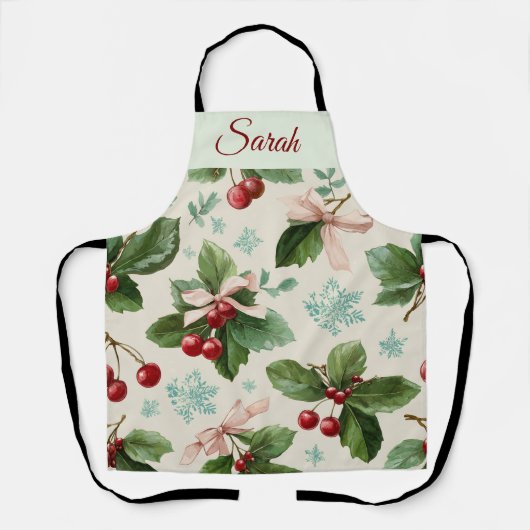 Festive Christmas Design Personalized Name Apron Schürze (Vorderseite)